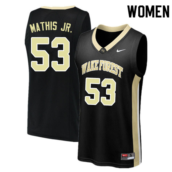 Women #53 Anthony Mathis Jr. Wake Forest Demon Deacons College Basketball Jerseys Sale-Black